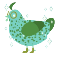 Mold, a aqua and viridian chicken with a speckle pattern